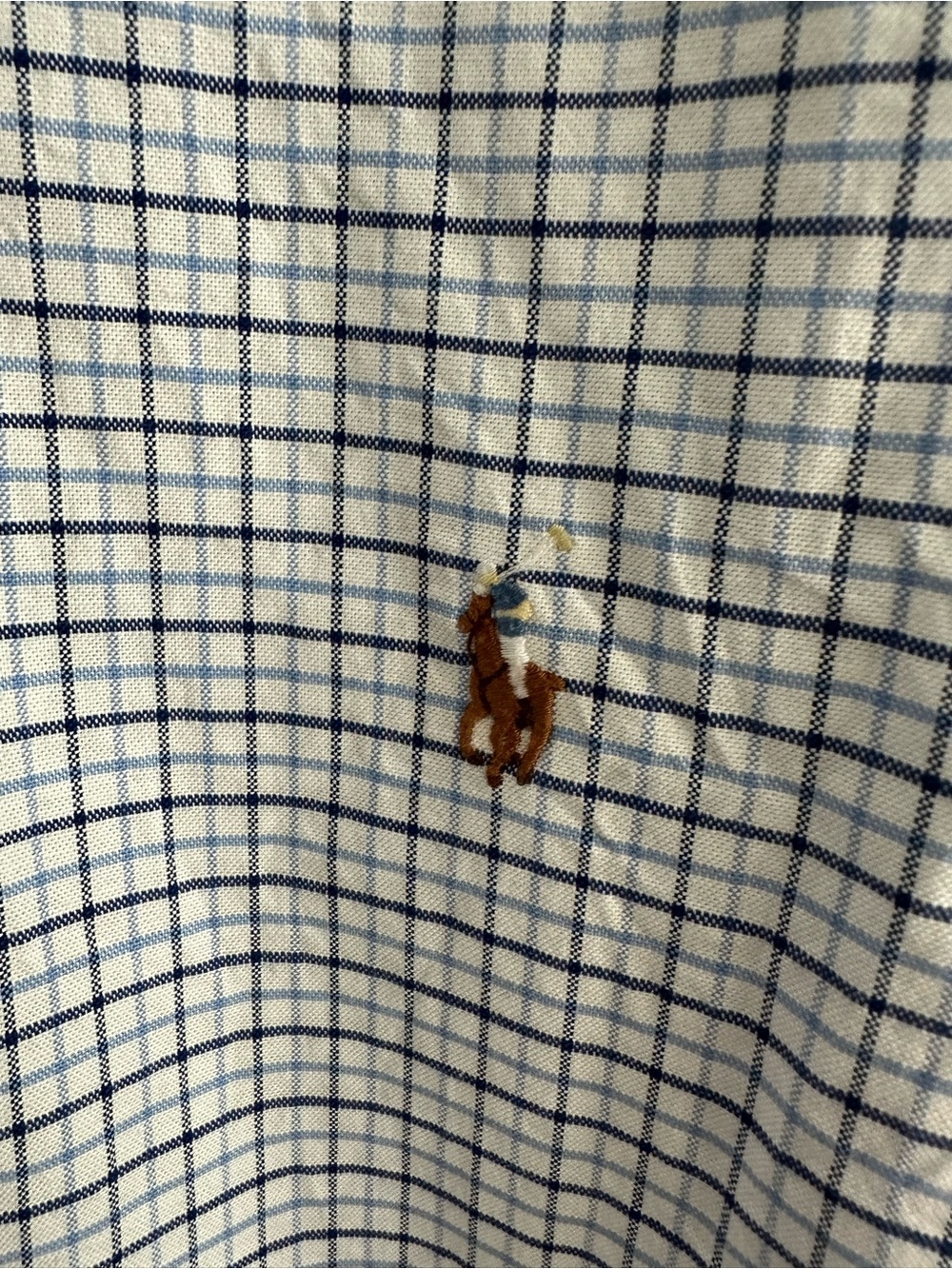 Ralph Lauren White and Blue Checked Button-Down Slim Fit Dress Shirt - Picture 4 of 6